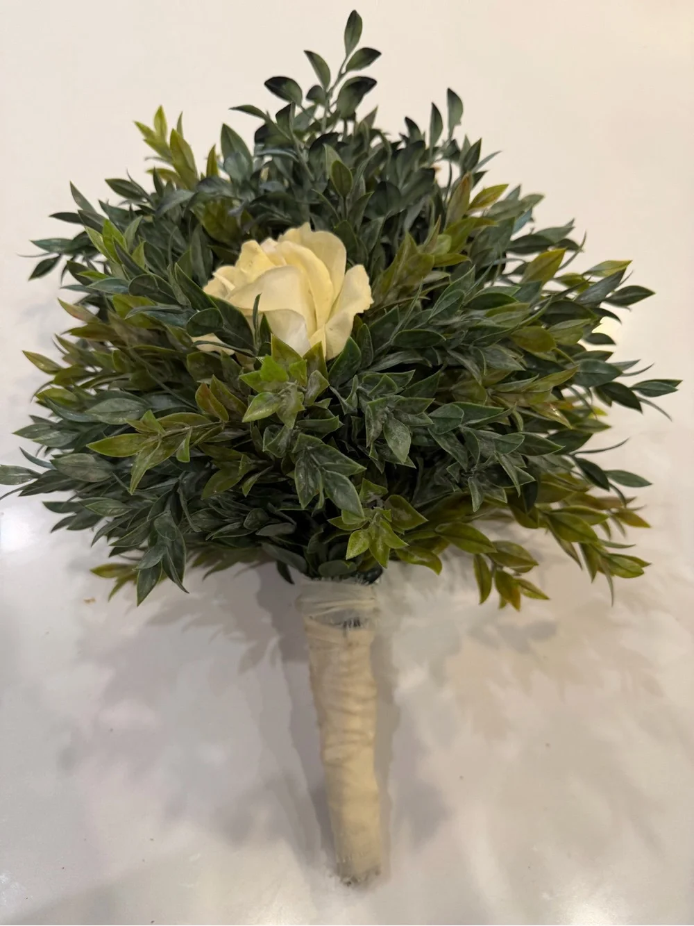 Cream Rose Bridal Bouquet with Lush Greenery